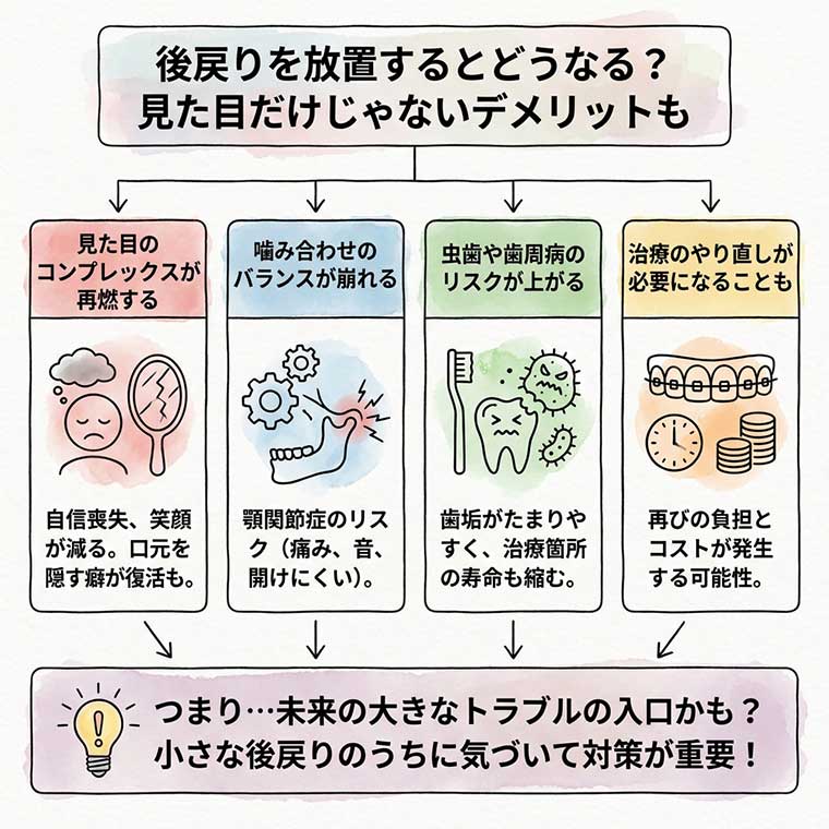 後戻りを放置するとどうなる？見た目だけじゃないデメリットもの図解
