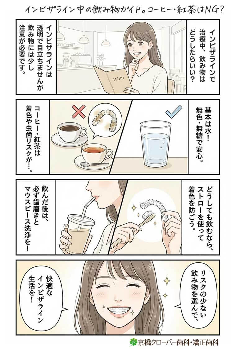 インビザライン中の飲み物ガイド。コーヒー・紅茶はNG？