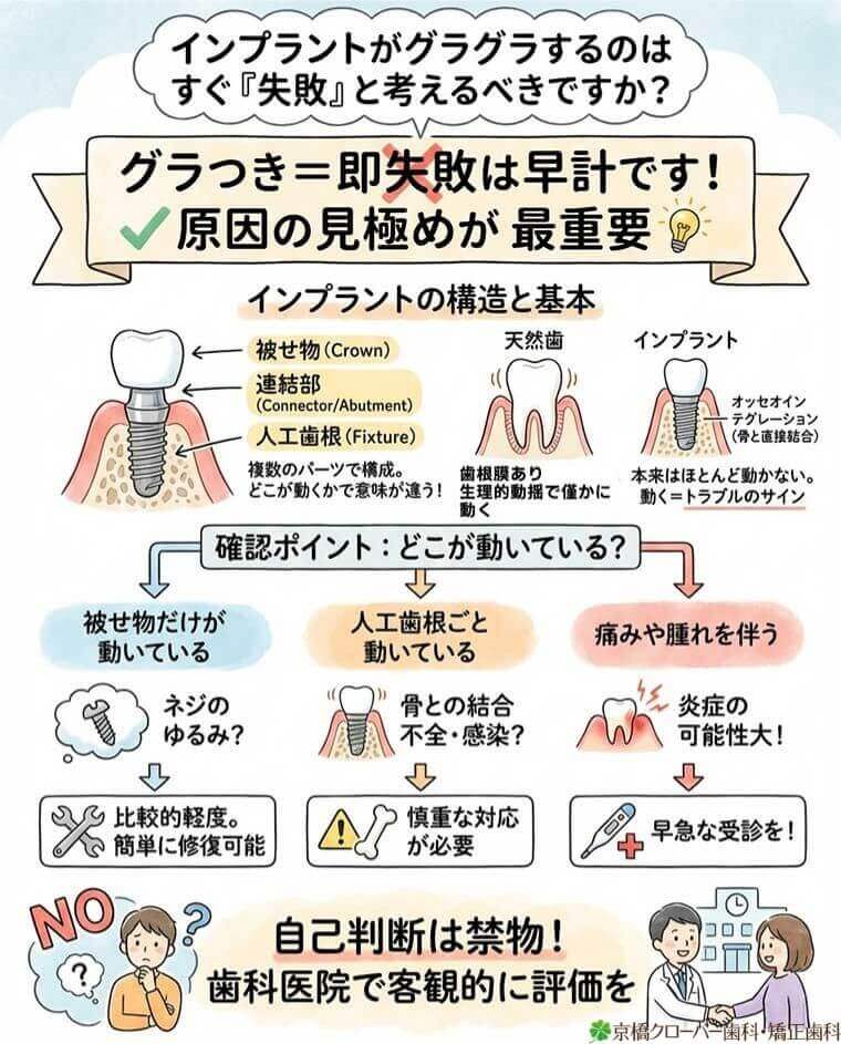 インプラントがグラグラするのはすぐ「失敗」と考えるべきですか？