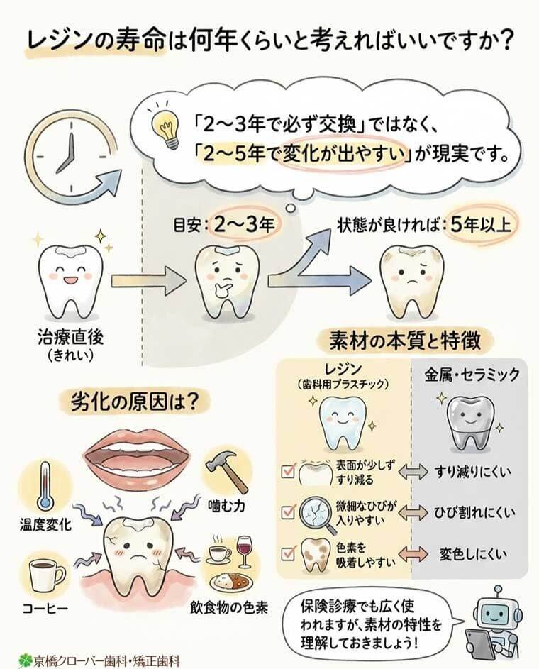 レジンの寿命は何年くらいと考えればいいですか？の図解
