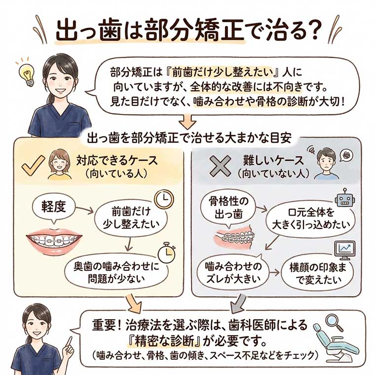 出っ歯は部分矯正で治る？の図解