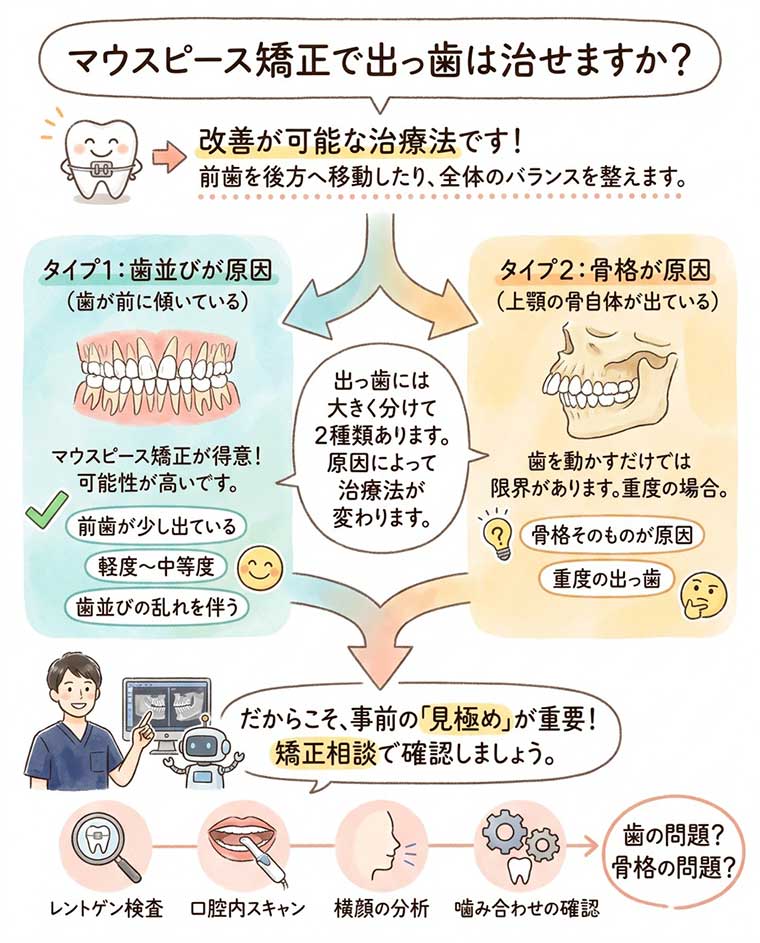 マウスピース矯正で出っ歯は治せますか？の図解