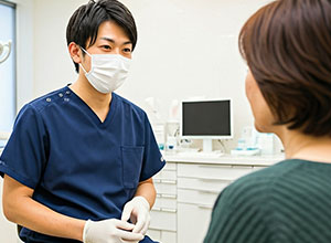 歯科医師に相談する女性