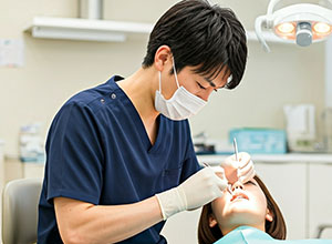 抜歯を行う歯科医師